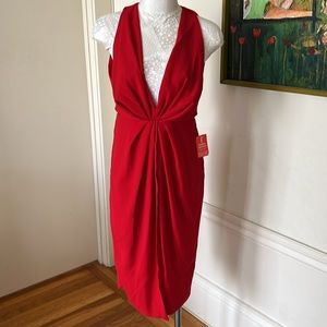 ASOS Deep Plunge Red Party Open Back Dress